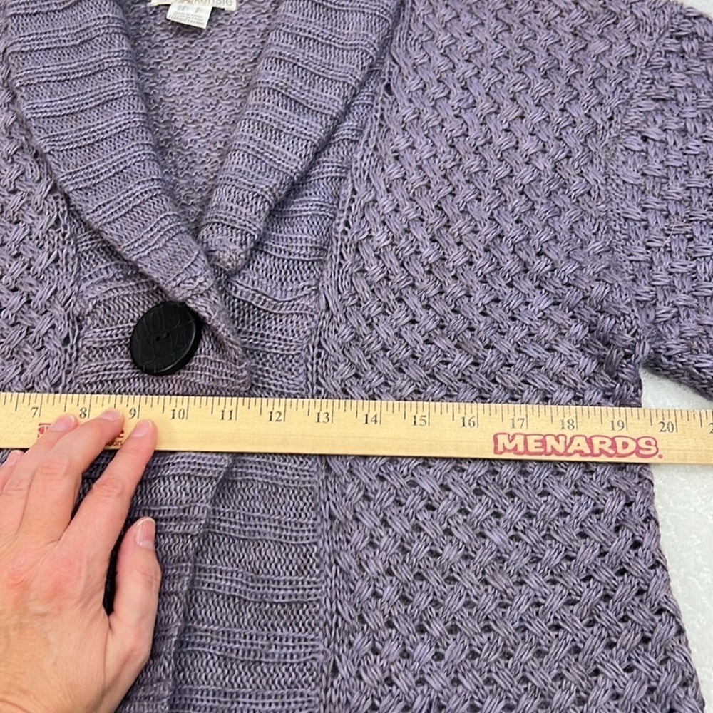 Kensie alpaca blend purple cardigan single button closure short sleeve V-neck S - Picture 7 of 9